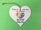 Wooden Heart Ornament - Rainbows