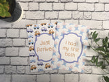 Blue Retro Baby Journey Cards ®
