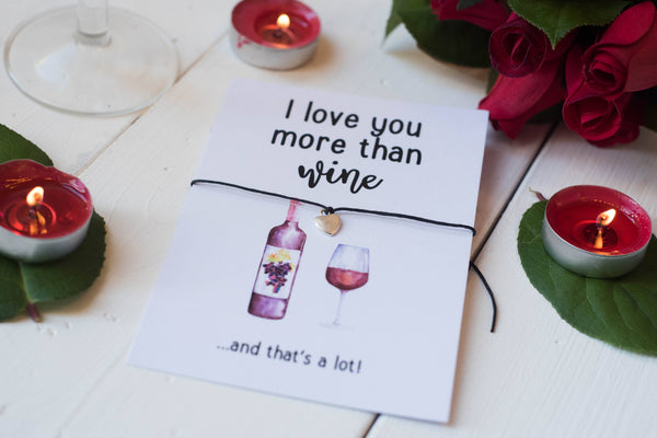 A6 Postcard Print- I Love You More Than Wine - Valentines Day