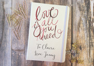 Personalised Lined Notepad - Love Is All You Need