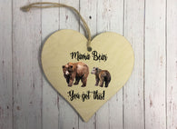 Wooden Heart Ornament - Mama Bear