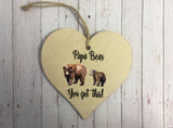Wooden Heart Ornament - Papa Bear