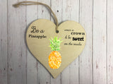 Wooden Heart Ornament - Pineapple