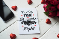 A6 Postcard Print Thanks For Swiping Right - Valentines Day
