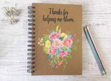 Kraft Lined Notepad -  Thanks for Helping Me Bloom