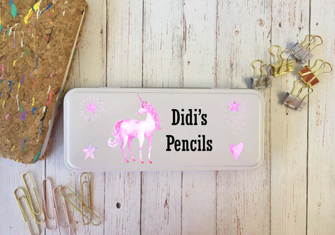 Personalised Pencil Tin Unicorn