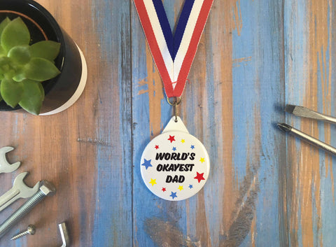 World's Okayest Dad Medal