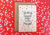 Printed Wooden Postcard - You are my favourite person in the whole world