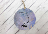 Wooden Circle Decoration - Star sign plaque - Aries