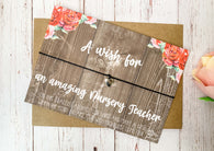 Floral wood style Wish bracelet - A wish for an amazing Nursery Teacher