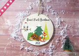 Wooden Circle Decoration - baby's first xmas festive friends