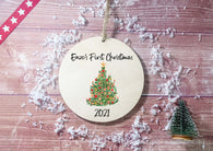 Wooden Circle Decoration - baby's first xmas tree