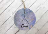 Wooden Circle Decoration - Star sign plaque - Cancer