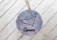 Wooden Circle Decoration - Star sign plaque - Capricorn