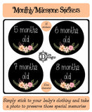 Monthly Journey Stickers - Chalkboard Floral