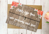 Sweary Floral wood style Wish bracelet - C***s like you are precious and few