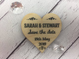 Save the date printed wooden magnets - Monochrome Hearts