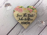 Save the date printed wooden magnets - Pink Floral