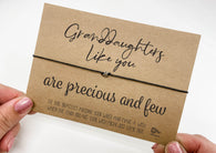 a hand holding a card that says granddaughters like you are precious and few