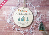 Wooden Circle Decoration - Teal house first xmas as mr & mrs
