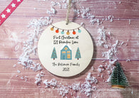 Wooden Circle Decoration - Teal house first xmas at address