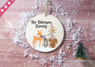 Wooden Circle Decoration - Forest animals family personalised
