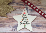 Ceramic Hanging Star - Merry Christmas to an Amazing Grandma