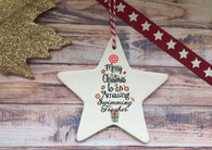 Ceramic Hanging Star - Merry Christmas to an Swimming Teacher