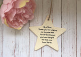 Ceramic Hanging Star or Heart Thanks for Helping Me Bloom