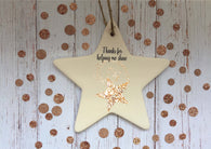 Ceramic Hanging Star or Heart Thanks for Helping Me Shine