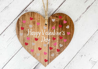 Happy Valentines day wooden heart