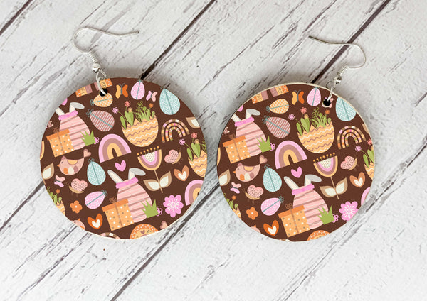 Easter Earrings brown garden