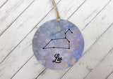 Wooden Circle Decoration - Star sign plaque - Leo