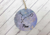 Wooden Circle Decoration - Star sign plaque - Pisces