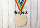 Homeschool Hero printed wooden medal (rainbow design)