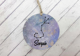 Wooden Circle Decoration - Star sign plaque - Scorpio