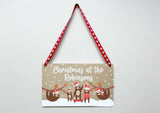 Christmas at the Personalised Hanging Xmas plaque - Sloth Family