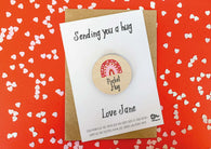 Wooden token - Pocket Hug Valentines Rainbow