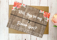 Floral wood style Wish bracelet - Will you be my Flower Girl?
