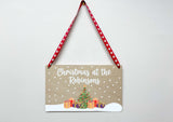 Christmas at the Personalised Hanging Xmas plaque - Tree & Presents